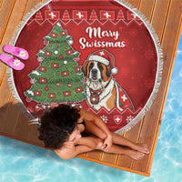 Switzerland Christmas Beach Blanket Saint Bernard Merry Swissmas - Wonder Print Shop