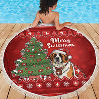 Switzerland Christmas Beach Blanket Saint Bernard Merry Swissmas - Wonder Print Shop