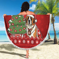 Switzerland Christmas Beach Blanket Saint Bernard Merry Swissmas - Wonder Print Shop