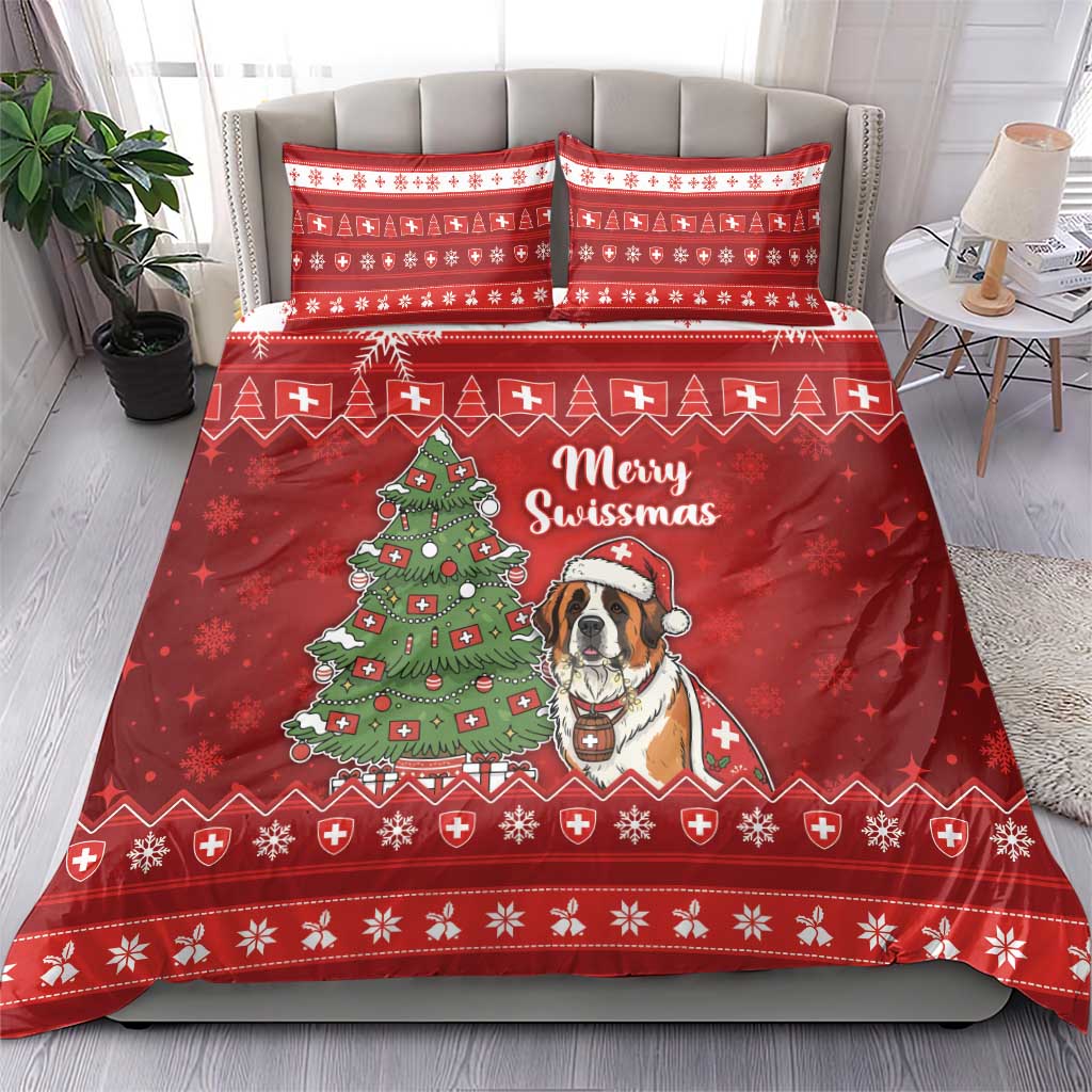Switzerland Christmas Bedding Set Saint Bernard Merry Swissmas - Wonder Print Shop