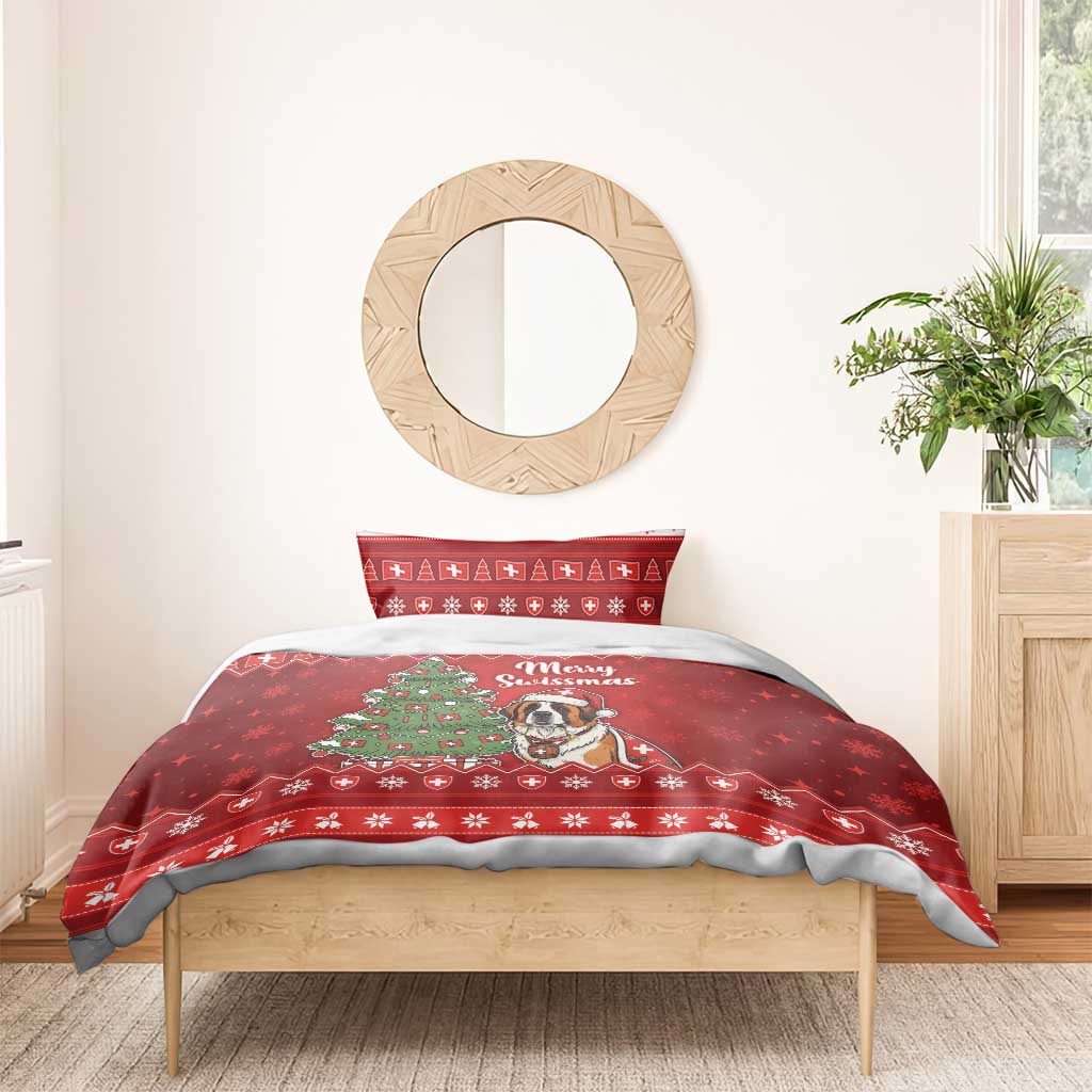 Switzerland Christmas Bedding Set Saint Bernard Merry Swissmas - Wonder Print Shop
