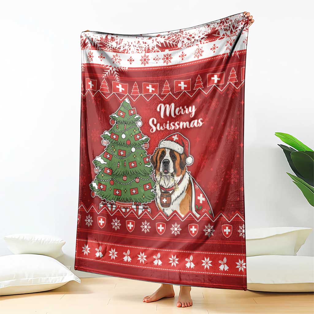 Switzerland Christmas Blanket Saint Bernard Merry Swissmas - Wonder Print Shop