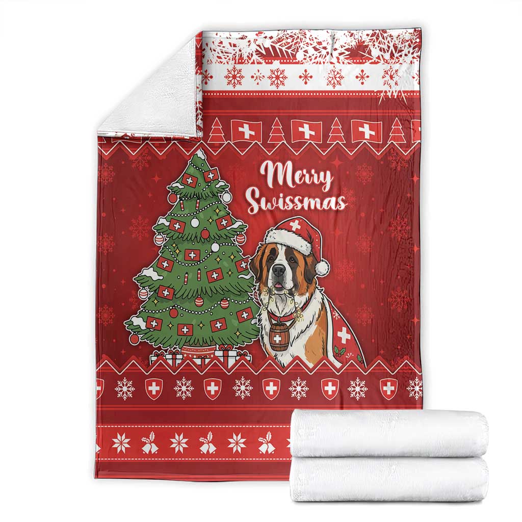 Switzerland Christmas Blanket Saint Bernard Merry Swissmas - Wonder Print Shop