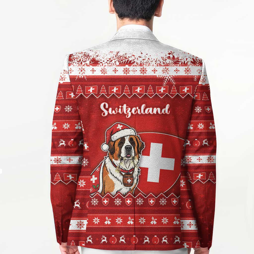 Switzerland Christmas Blazer Saint Bernard Merry Swissmas - Wonder Print Shop