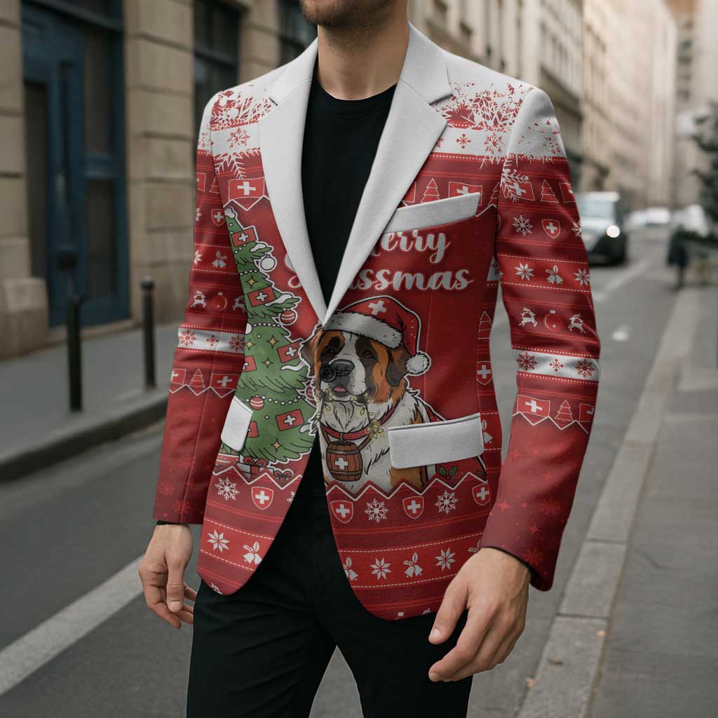 Switzerland Christmas Blazer Saint Bernard Merry Swissmas - Wonder Print Shop