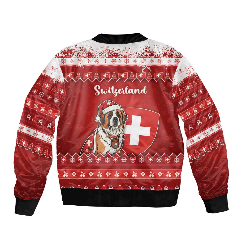 Switzerland Christmas Bomber Jacket Saint Bernard Merry Swissmas - Wonder Print Shop
