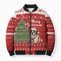 Switzerland Christmas Bomber Puffer Jacket Saint Bernard Merry Swissmas - Wonder Print Shop