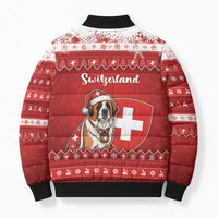 Switzerland Christmas Bomber Puffer Jacket Saint Bernard Merry Swissmas - Wonder Print Shop