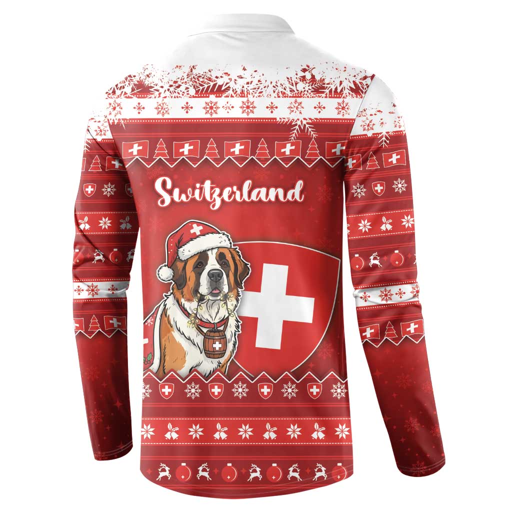 Switzerland Christmas Button Sweatshirt Saint Bernard Merry Swissmas - Wonder Print Shop