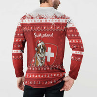 Switzerland Christmas Button Sweatshirt Saint Bernard Merry Swissmas - Wonder Print Shop