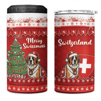 Switzerland Christmas 4 in 1 Can Cooler Tumbler Saint Bernard Merry Swissmas - Wonder Print Shop