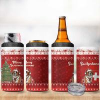 Switzerland Christmas 4 in 1 Can Cooler Tumbler Saint Bernard Merry Swissmas - Wonder Print Shop