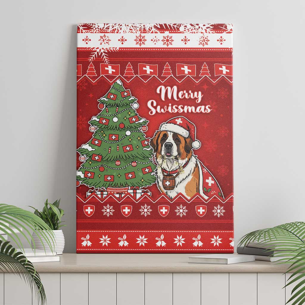 Switzerland Christmas Canvas Wall Art Saint Bernard Merry Swissmas - Wonder Print Shop