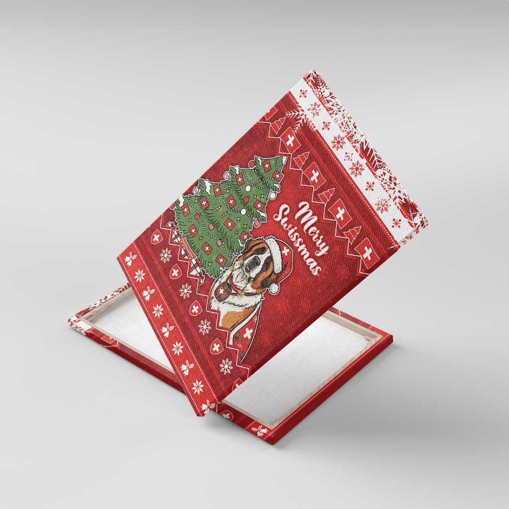 Switzerland Christmas Canvas Wall Art Saint Bernard Merry Swissmas - Wonder Print Shop