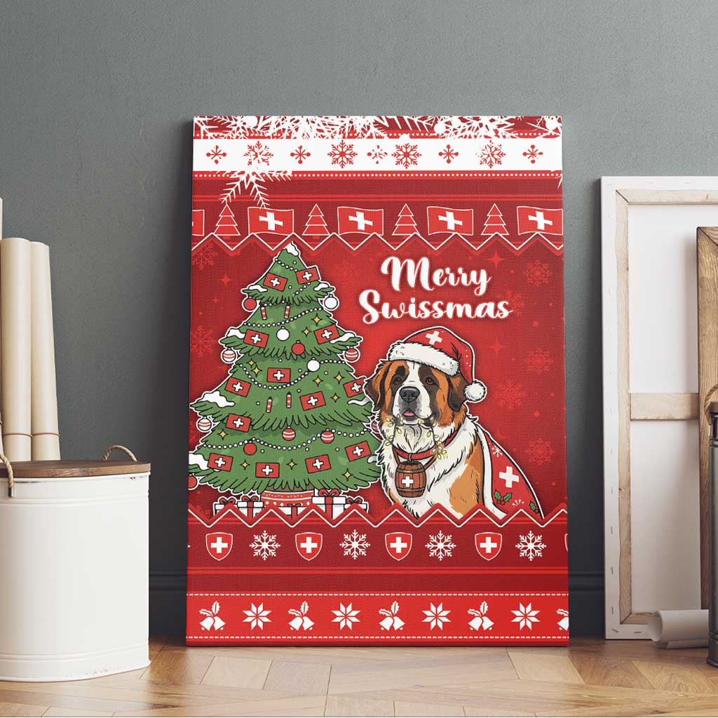 Switzerland Christmas Canvas Wall Art Saint Bernard Merry Swissmas - Wonder Print Shop
