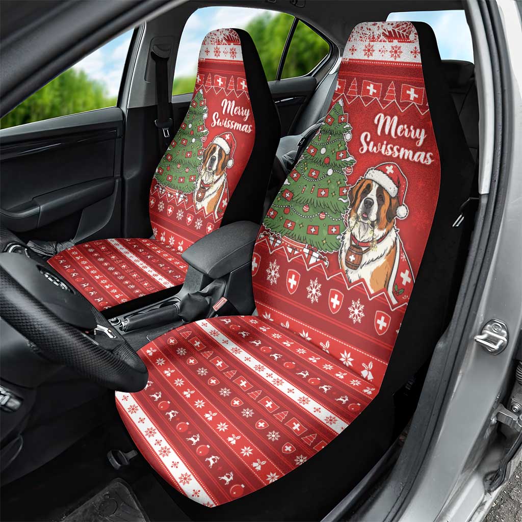 Switzerland Christmas Car Seat Cover Saint Bernard Merry Swissmas - Wonder Print Shop
