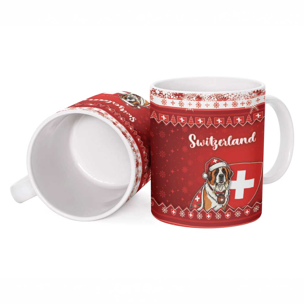 Switzerland Christmas Ceramic Mug Saint Bernard Merry Swissmas - Wonder Print Shop