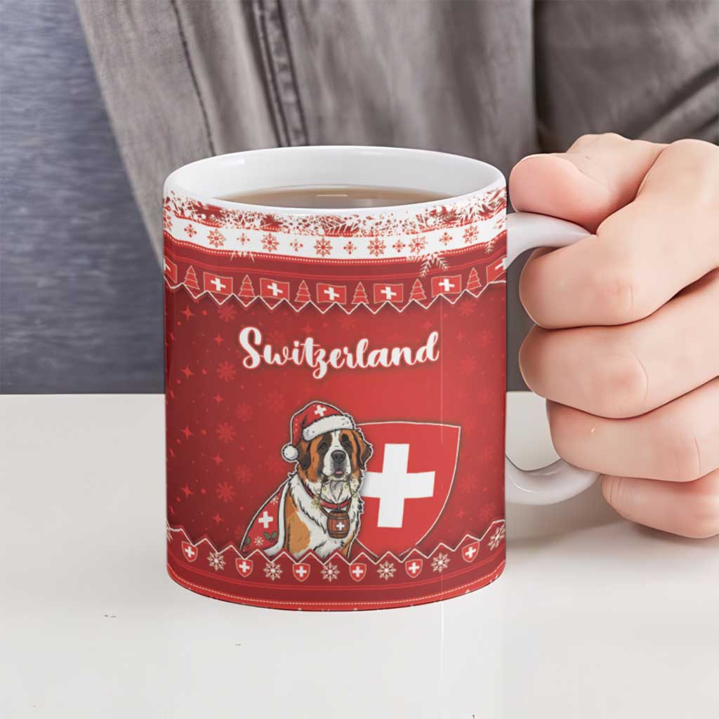 Switzerland Christmas Ceramic Mug Saint Bernard Merry Swissmas - Wonder Print Shop