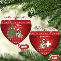 Switzerland Christmas Ceramic Ornament Saint Bernard Merry Swissmas - Wonder Print Shop