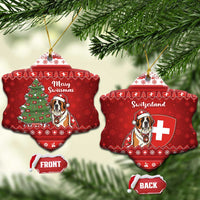 Switzerland Christmas Ceramic Ornament Saint Bernard Merry Swissmas - Wonder Print Shop