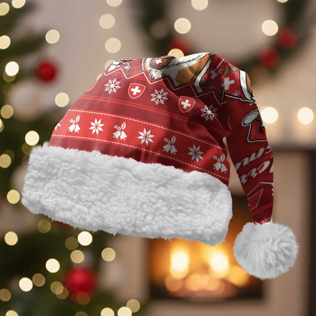Switzerland Christmas Santa Hat Saint Bernard Merry Swissmas - Wonder Print Shop