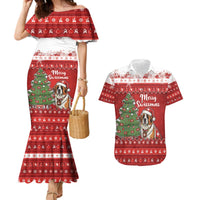 Switzerland Christmas Couples Matching Mermaid Dress and Hawaiian Shirt Saint Bernard Merry Swissmas - Wonder Print Shop