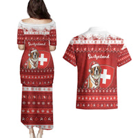 Switzerland Christmas Couples Matching Puletasi and Hawaiian Shirt Saint Bernard Merry Swissmas - Wonder Print Shop