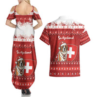 Switzerland Christmas Couples Matching Summer Maxi Dress and Hawaiian Shirt Saint Bernard Merry Swissmas - Wonder Print Shop