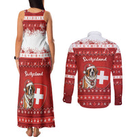 Switzerland Christmas Couples Matching Tank Maxi Dress and Long Sleeve Button Shirt Saint Bernard Merry Swissmas - Wonder Print Shop