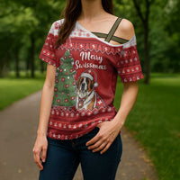 Switzerland Christmas Cross Shoulder Shirt Saint Bernard Merry Swissmas - Wonder Print Shop