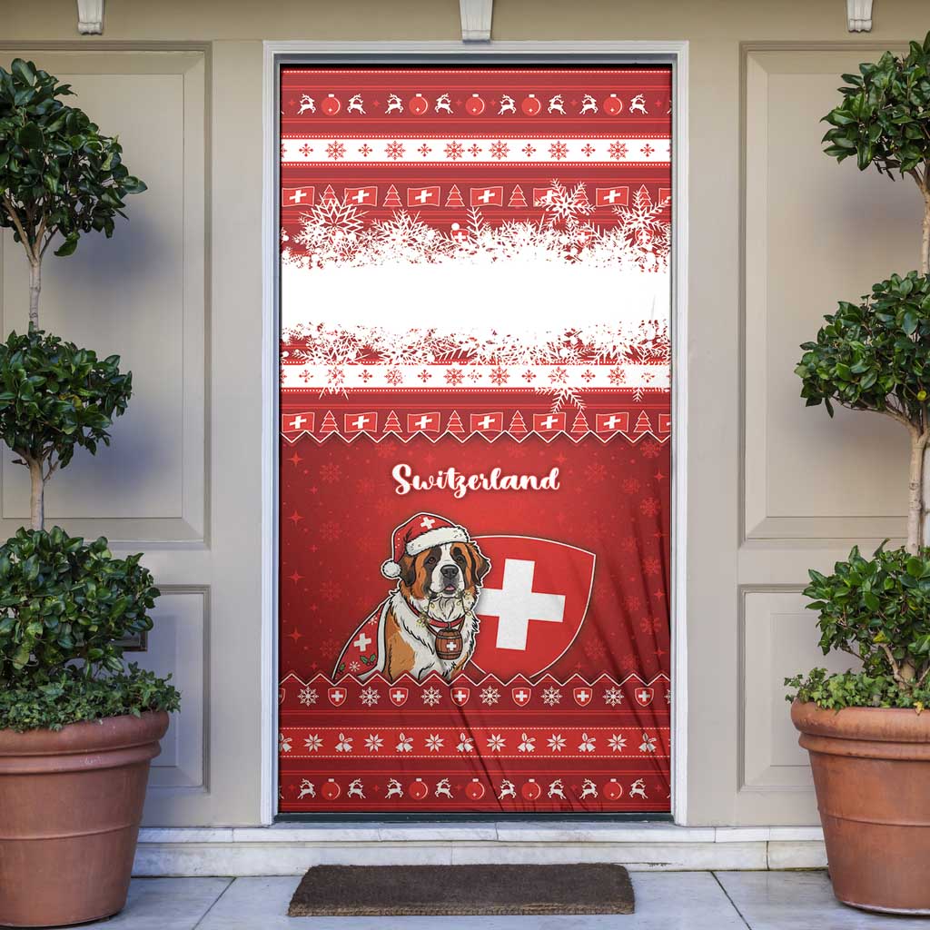 Switzerland Christmas Door Cover Saint Bernard Merry Swissmas - Wonder Print Shop
