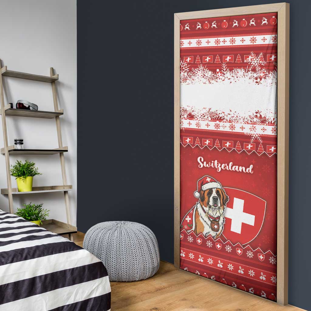Switzerland Christmas Door Cover Saint Bernard Merry Swissmas - Wonder Print Shop