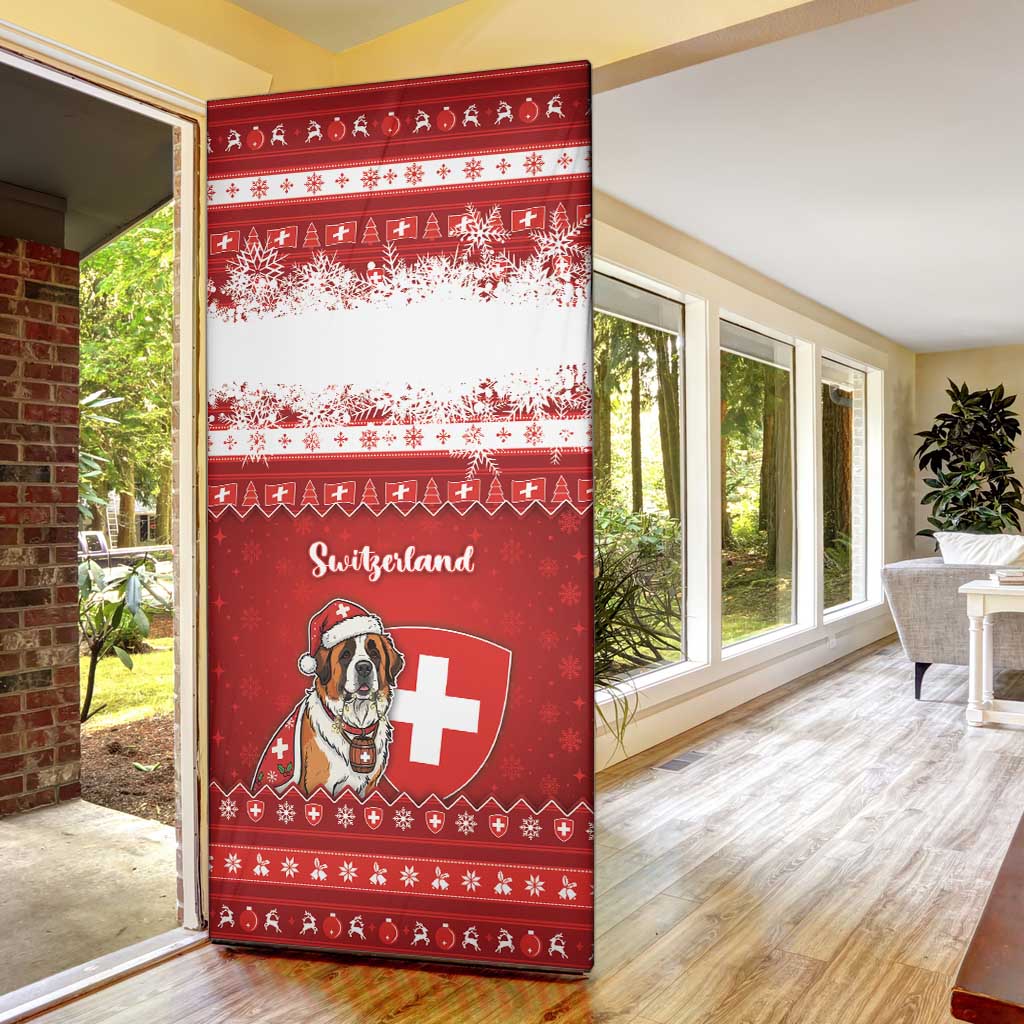 Switzerland Christmas Door Cover Saint Bernard Merry Swissmas - Wonder Print Shop