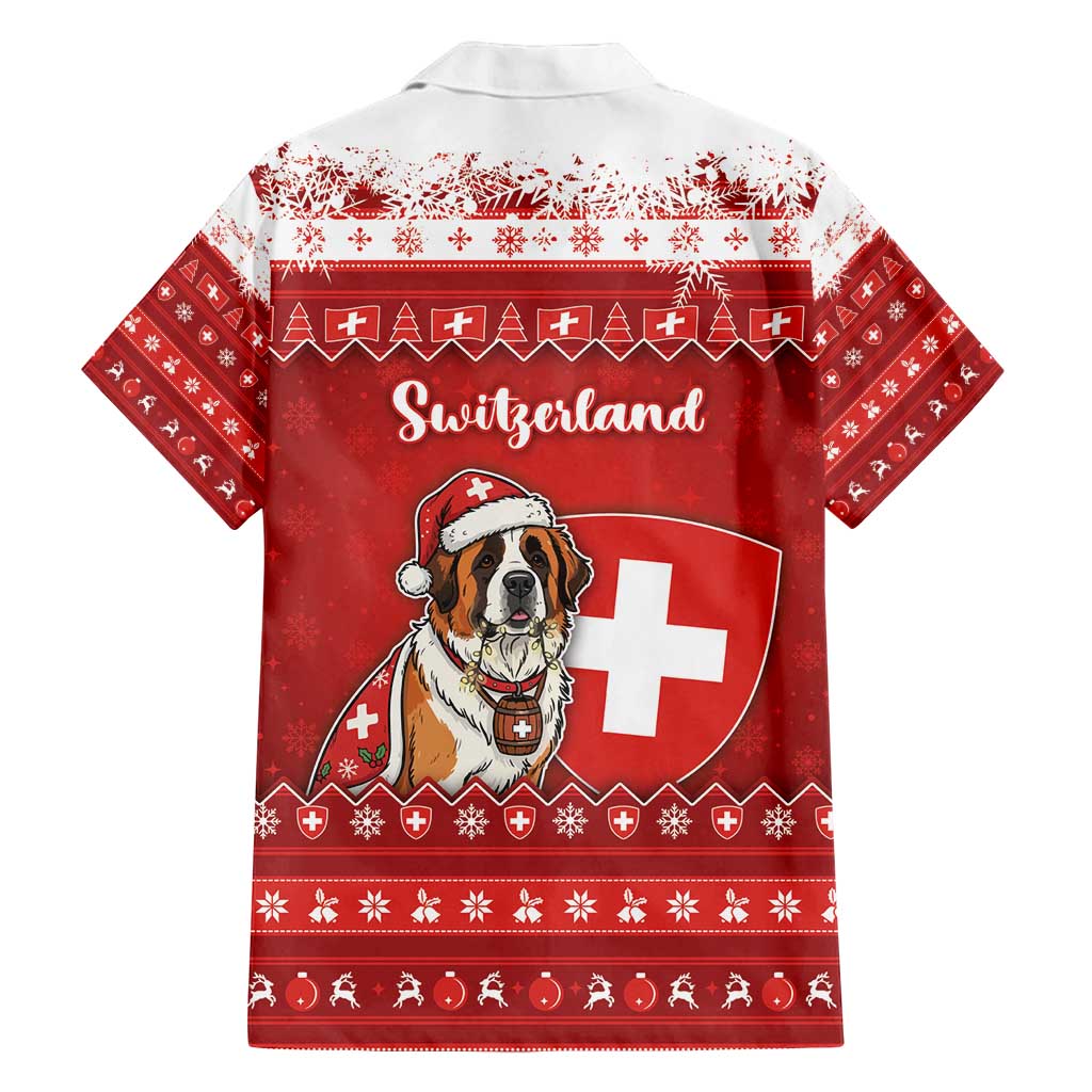 Switzerland Christmas Family Matching Long Sleeve Bodycon Dress and Hawaiian Shirt Saint Bernard Merry Swissmas - Wonder Print Shop