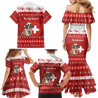 Switzerland Christmas Family Matching Mermaid Dress and Hawaiian Shirt Saint Bernard Merry Swissmas - Wonder Print Shop