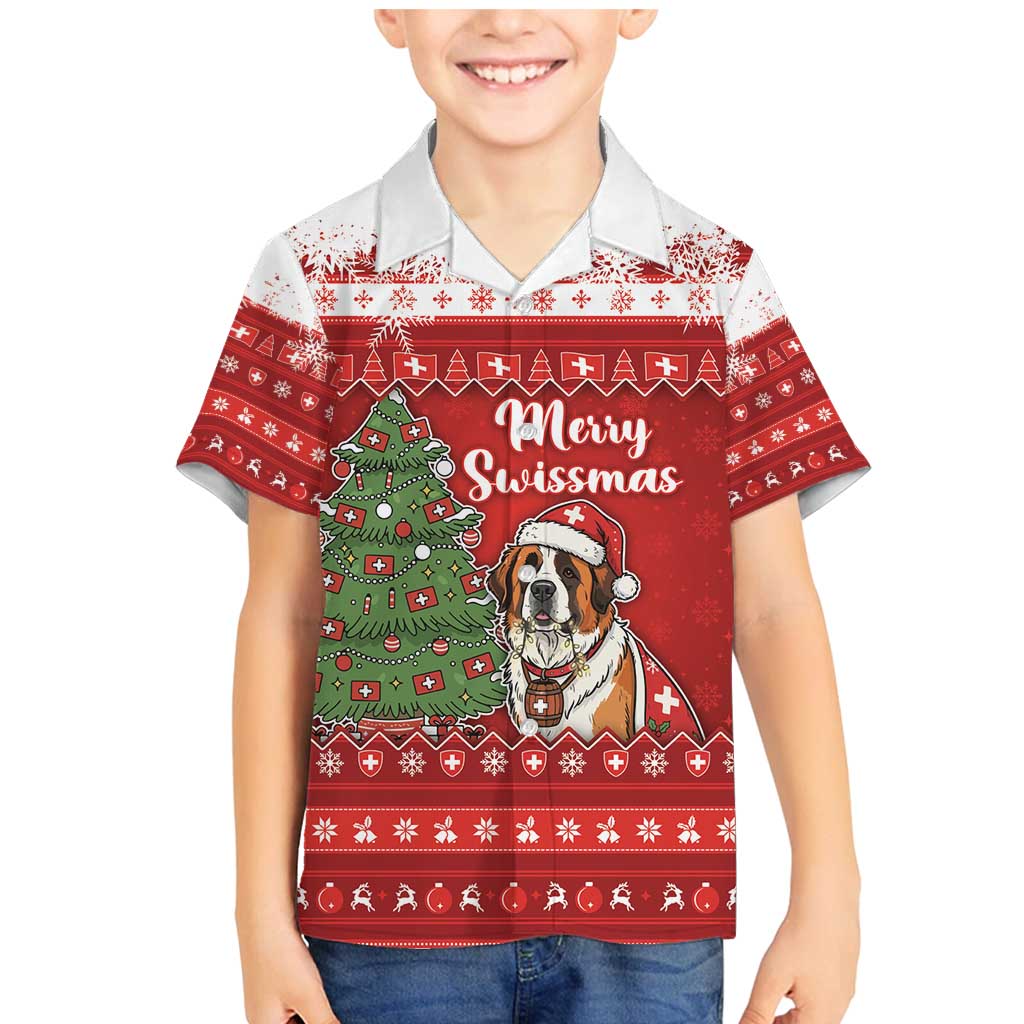 Switzerland Christmas Family Matching Mermaid Dress and Hawaiian Shirt Saint Bernard Merry Swissmas - Wonder Print Shop
