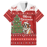 Switzerland Christmas Family Matching Off The Shoulder Long Sleeve Dress and Hawaiian Shirt Saint Bernard Merry Swissmas - Wonder Print Shop