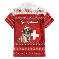 Switzerland Christmas Family Matching Off The Shoulder Long Sleeve Dress and Hawaiian Shirt Saint Bernard Merry Swissmas - Wonder Print Shop