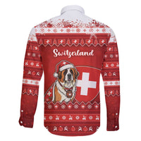 Switzerland Christmas Family Matching Off The Shoulder Long Sleeve Dress and Hawaiian Shirt Saint Bernard Merry Swissmas - Wonder Print Shop