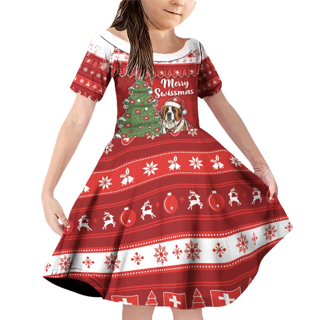 Switzerland Christmas Family Matching Off Shoulder Short Dress and Hawaiian Shirt Saint Bernard Merry Swissmas - Wonder Print Shop