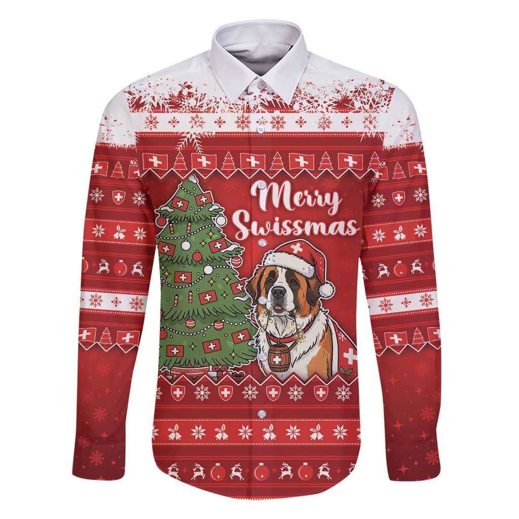 Switzerland Christmas Family Matching Off Shoulder Short Dress and Hawaiian Shirt Saint Bernard Merry Swissmas - Wonder Print Shop