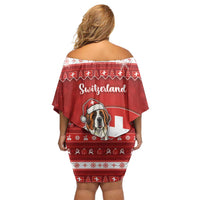Switzerland Christmas Family Matching Off Shoulder Short Dress and Hawaiian Shirt Saint Bernard Merry Swissmas - Wonder Print Shop