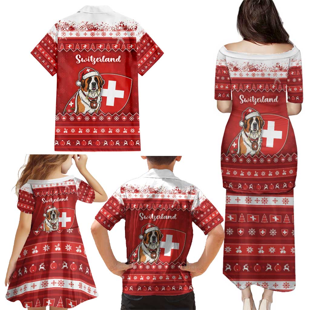 Switzerland Christmas Family Matching Puletasi and Hawaiian Shirt Saint Bernard Merry Swissmas - Wonder Print Shop
