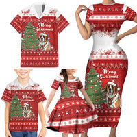 Switzerland Christmas Family Matching Short Sleeve Bodycon Dress and Hawaiian Shirt Saint Bernard Merry Swissmas - Wonder Print Shop