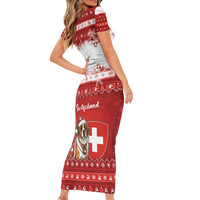 Switzerland Christmas Family Matching Short Sleeve Bodycon Dress and Hawaiian Shirt Saint Bernard Merry Swissmas - Wonder Print Shop