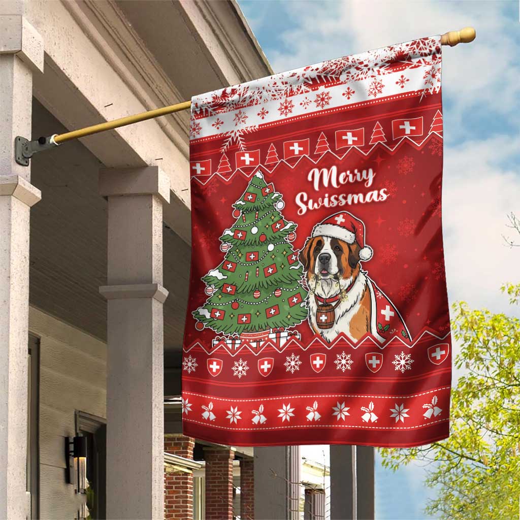 Switzerland Christmas Garden Flag Saint Bernard Merry Swissmas - Wonder Print Shop