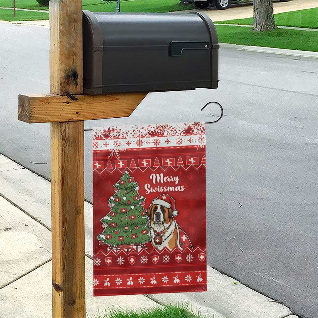 Switzerland Christmas Garden Flag Saint Bernard Merry Swissmas - Wonder Print Shop