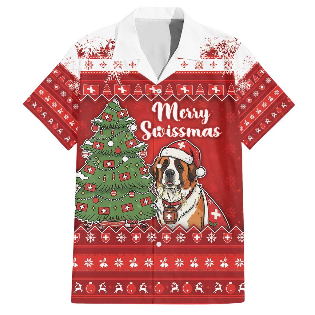 Switzerland Christmas Hawaiian Shirt Saint Bernard Merry Swissmas - Wonder Print Shop