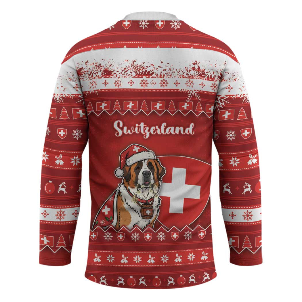 Switzerland Christmas Hockey Jersey Saint Bernard Merry Swissmas - Wonder Print Shop