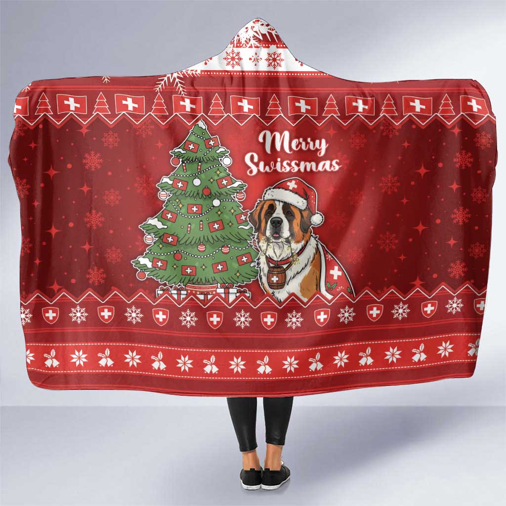 Switzerland Christmas Hooded Blanket Saint Bernard Merry Swissmas - Wonder Print Shop